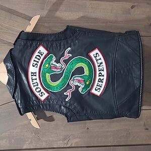 IMCCE Custom Black Faux Leather Vest South Side Serpents Patches Costume  10/12